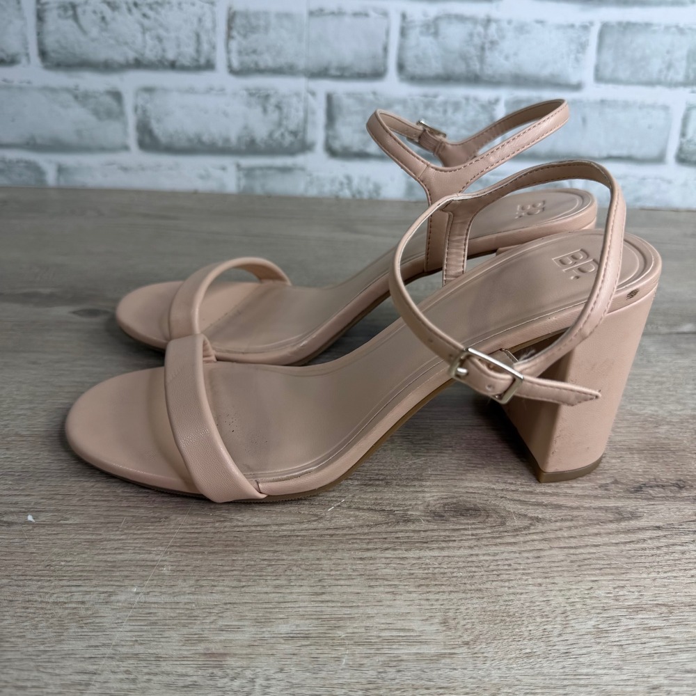 BP. Nude Pink Strappy Block Heel Sandals Size 8M